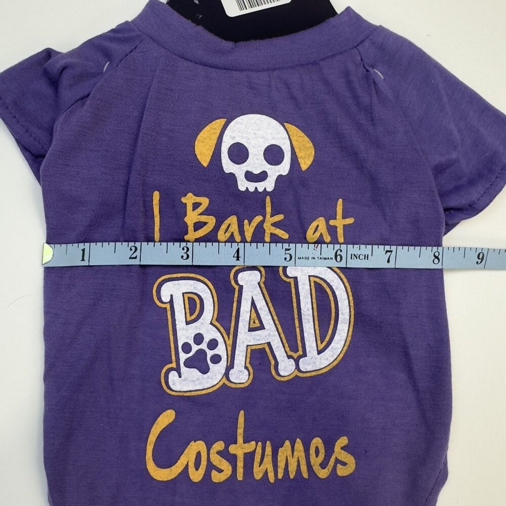 Novelty Pet Halloween Tee Medium "I Bark At Bad Costumes" Purple Dog Costume NEW - Picture 8 of 8